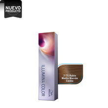 Cargar imagen en el visor de la galería, WELLA TINTE ILLUMINA COLOR 7/75 RUBIO MEDIO MARRON CAOBA, 60 ML
