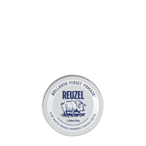 REUZEL CLAY MATTE POMADE - 3.38 OZ / 95 GR - FIJ. MED. - SIN BRILLO