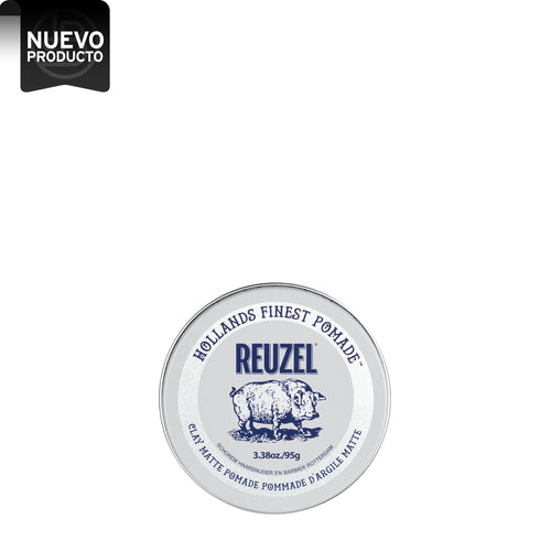 REUZEL CLAY MATTE POMADE - 3.38 OZ / 95 GR - FIJ. MED. - SIN BRILLO