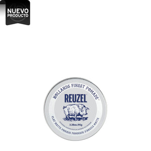 REUZEL CLAY MATTE POMADE - 3.38 OZ / 95 GR - FIJ. MED. - SIN BRILLO