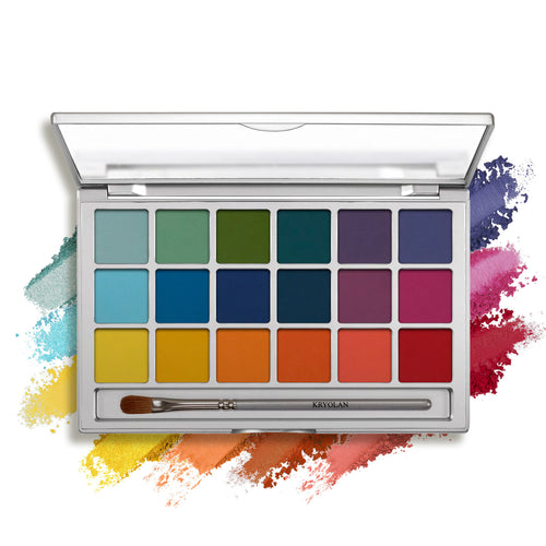 kryolan eyeshadow palette variety 18 col v2 bright beauty art mexico